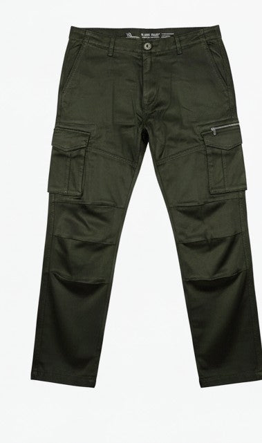 Green cargo pants on a white background